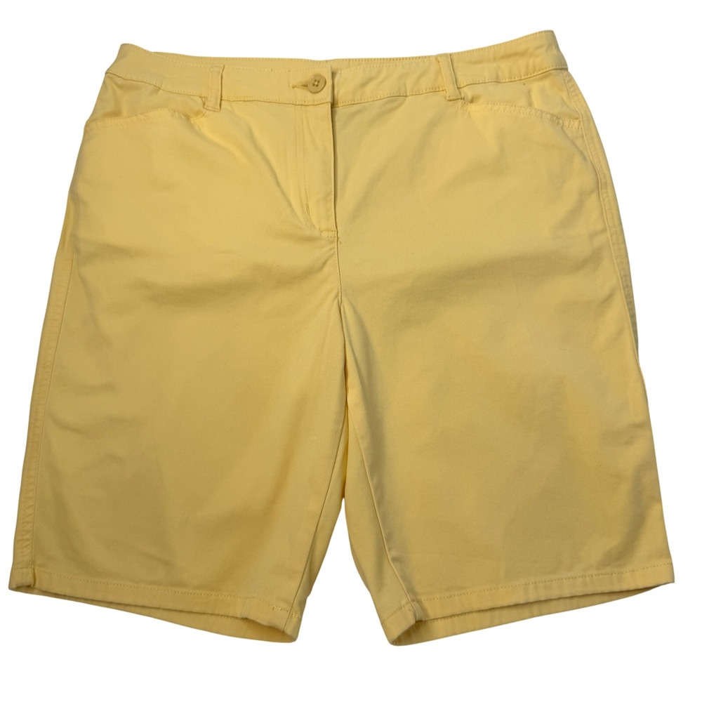 Chico's Shorts Womens 0.5 Yellow Casual Bermuda Chino Cotton Blend Stretch